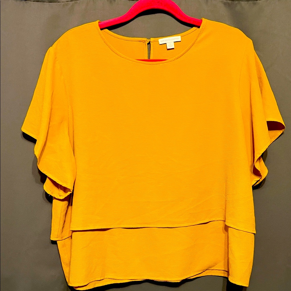 New York & Company Mustard Layered Blouse